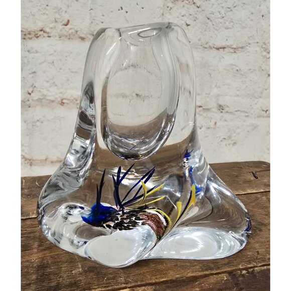 Unique Handcrafted Art Glass Taper Candle Holder Bud Vase Abstract Design Signed - Picture 5 of 11